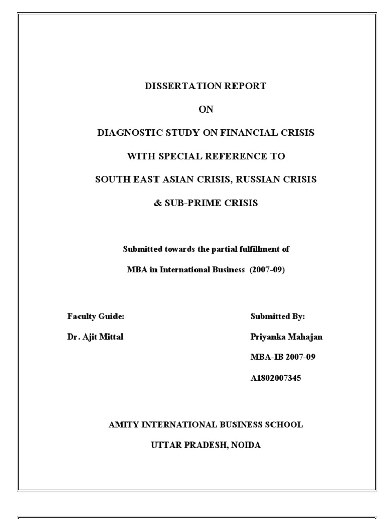 Study of Financial Crisis | PDF | Financial Crises | Financial Crisis ...