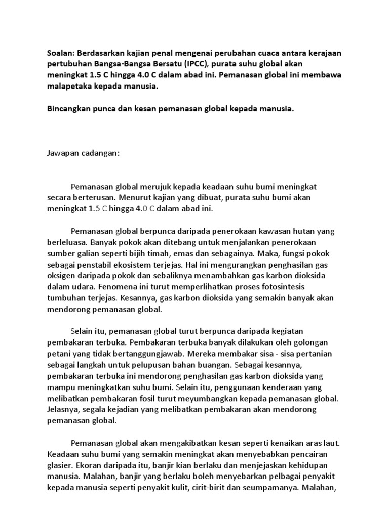 Karangan Kesan Pemanasan Global