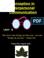 Perception in Interpersonal Communication: Unit: 6