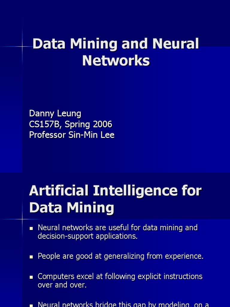 Data Mining and Neural Networks Danny Leung | PDF