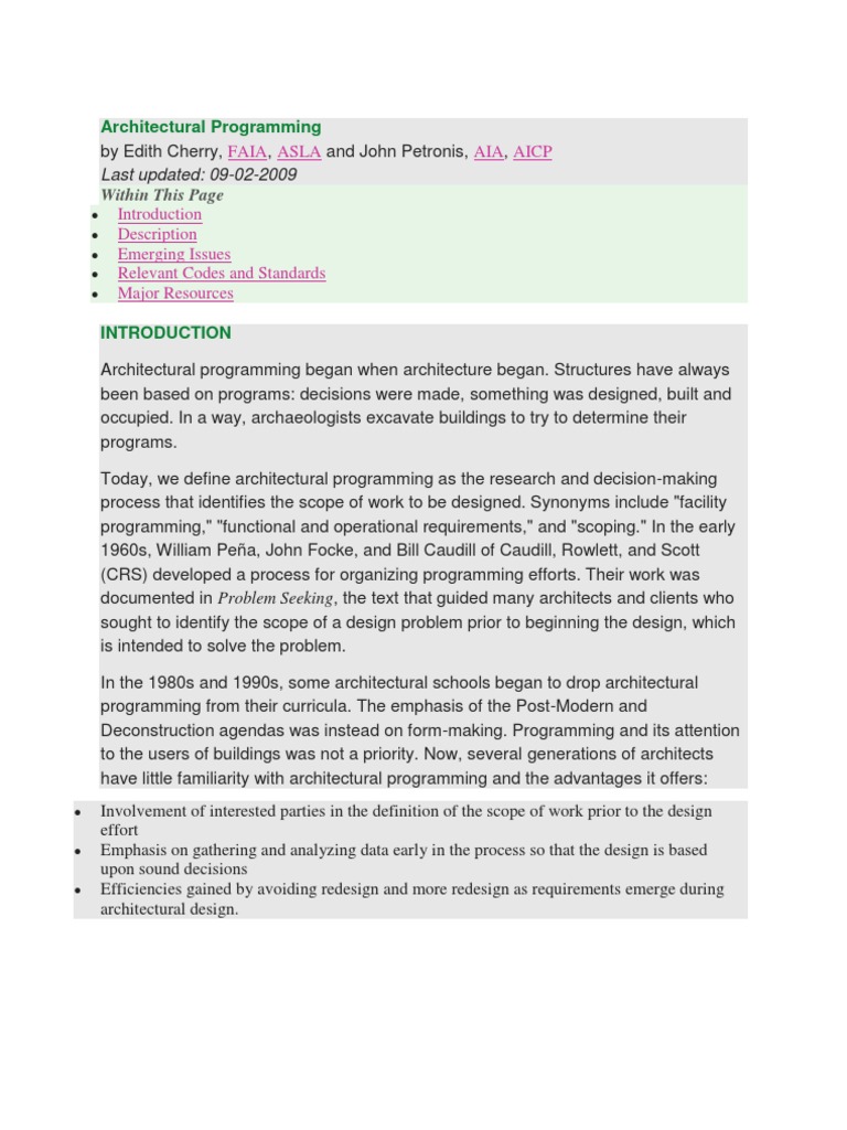 Architectural Programmingü | PDF | Goal | Design