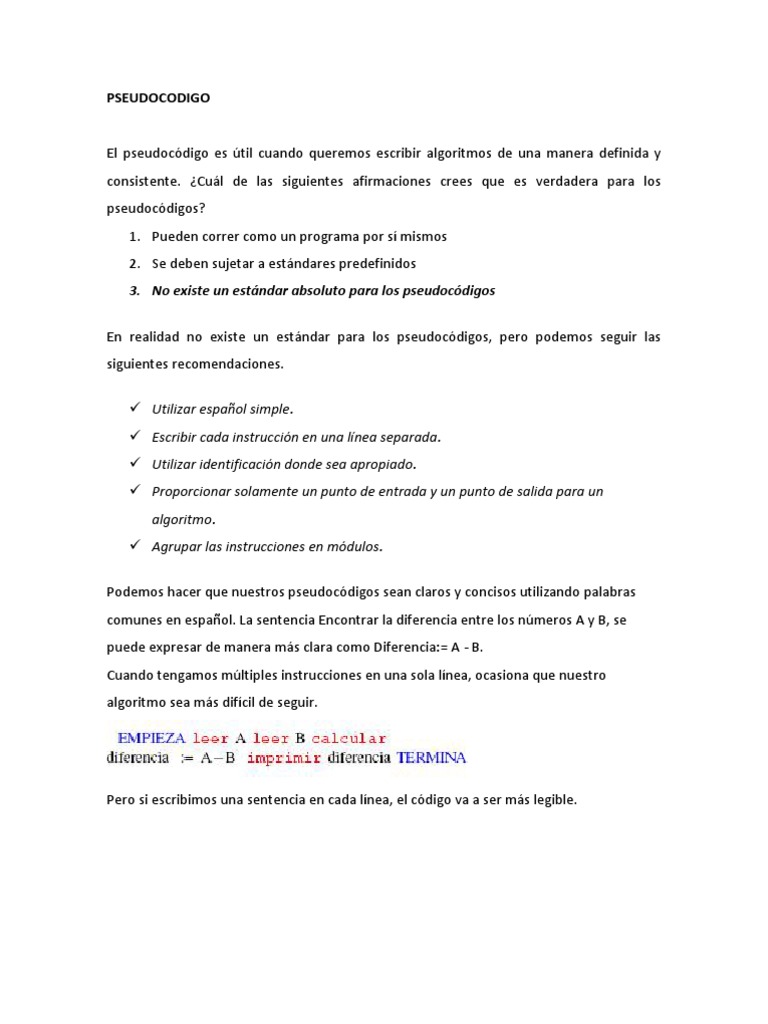 Repaso Diagramas y Pseudocodigo | PDF | Algoritmos | Lenguaje de ...