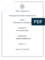 BES's Institute of Management Studies and Research: Subject: Human Resource Management