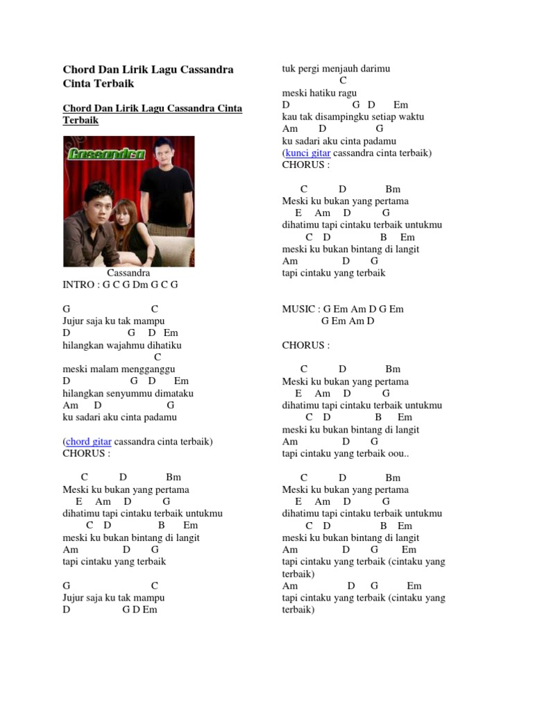 Chord Dan Lirik Lagu Cassandra Cinta Terbaik Pdf