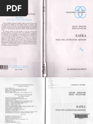 Gilles Deleuze Felix Guattari Kafka Pour Une Litterature Mineure