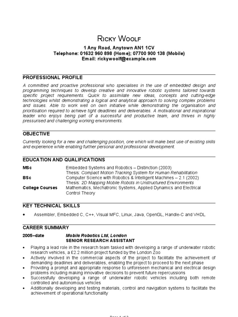 Automotive embedded software engineer resume picture