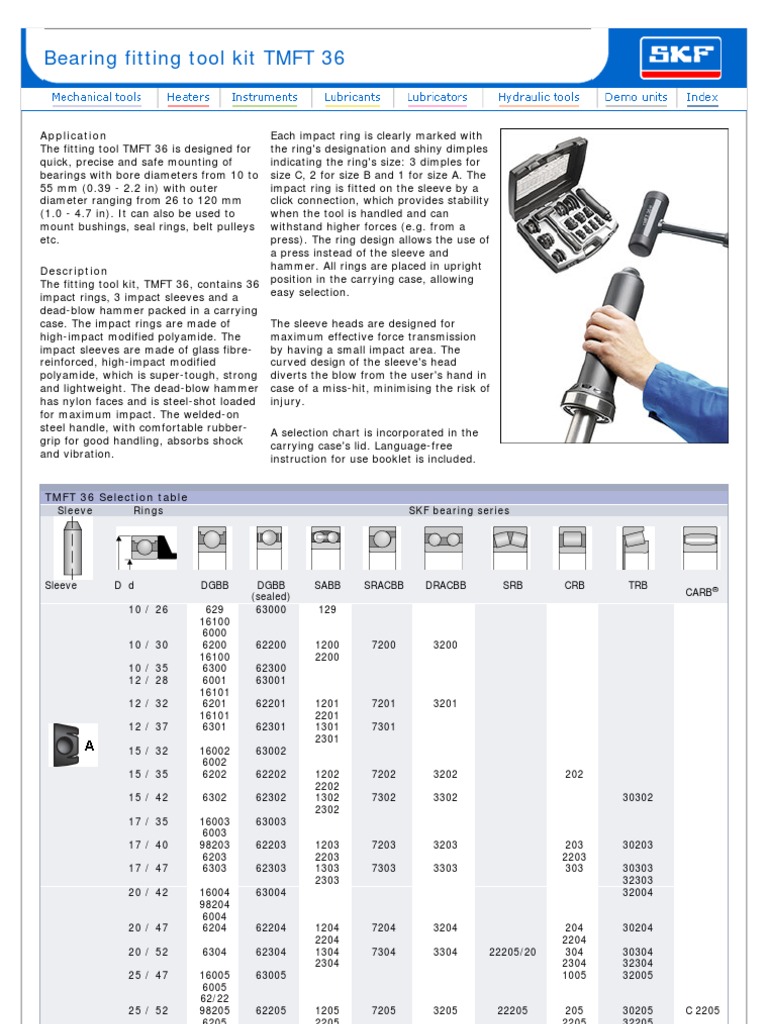 SKF BEARING FITTING TOOL TMFT 36.pdf Hammer Equipment