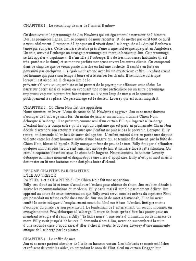 L Ile Au Trésor Résumé Court Pdf