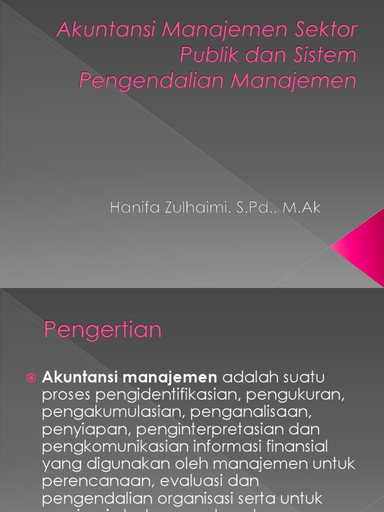 Akuntansi Manajemen Sektor Publik Dan Sistem Pengendalian Manajemen
