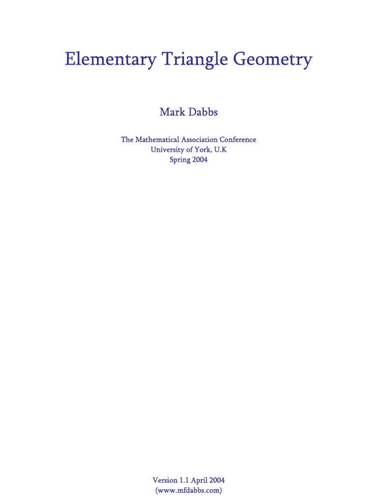 Elementary Triangle Geometry Concepts | PDF | Sine | Trigonometric ...