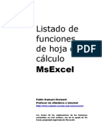 Listado de Funciones de Excel