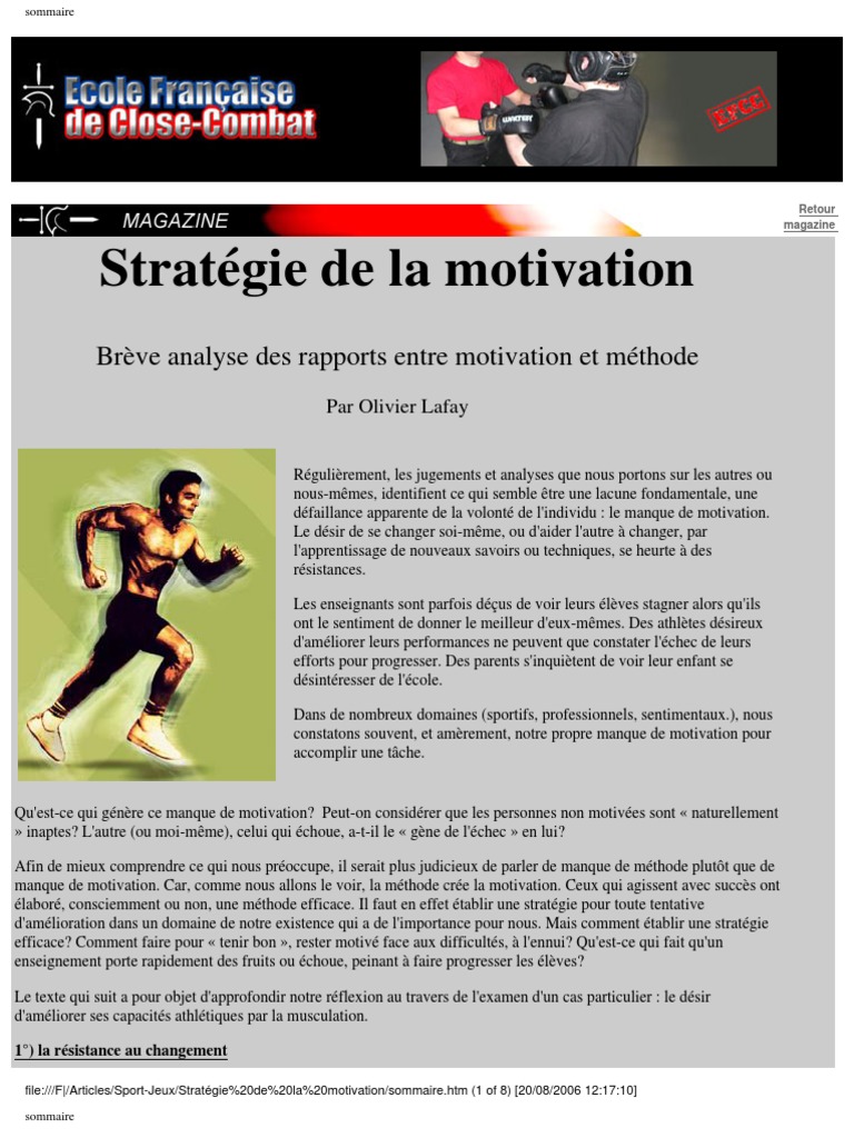 Sport Performance Psychologie Lafay Strategie de La Motivation | PDF ...