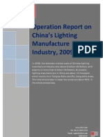 Operation Report on China's Lighting Manufacture Industry, 2009