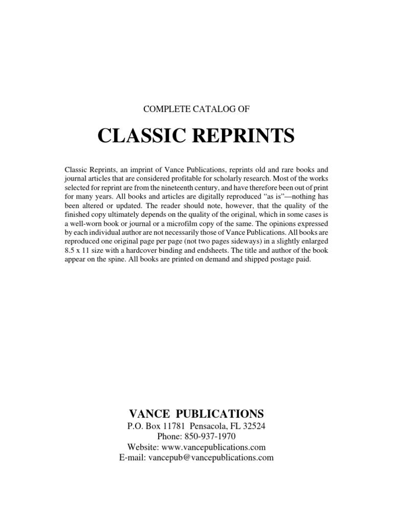 Classic Reprints Catalog Overview | PDF | History