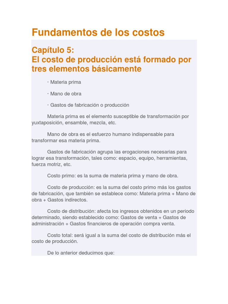 Fundamentos de Los Costos Costo Distribución