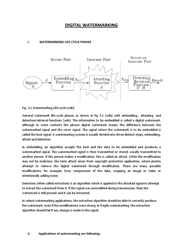 Digital Watermarking: I. Watermarking Life-Cycle Phases | PDF
