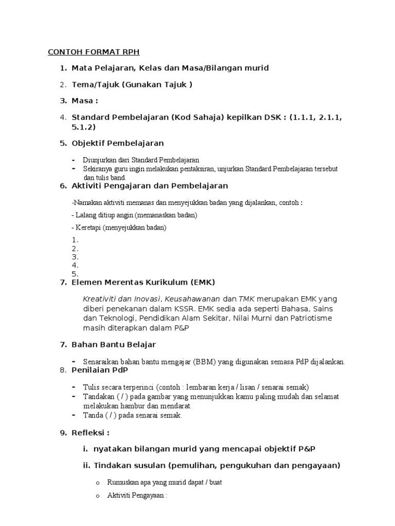 SLot Contoh Format RPH | PDF