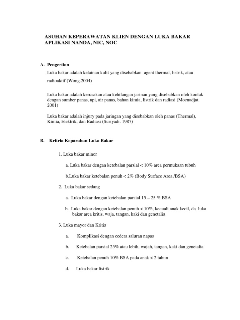 Diagnosa Keperawatan Luka Bakar Ruang Soal