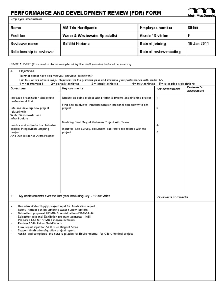 Amtris PDR Form 2009 | Competence (Human Resources) | Business | Free ...