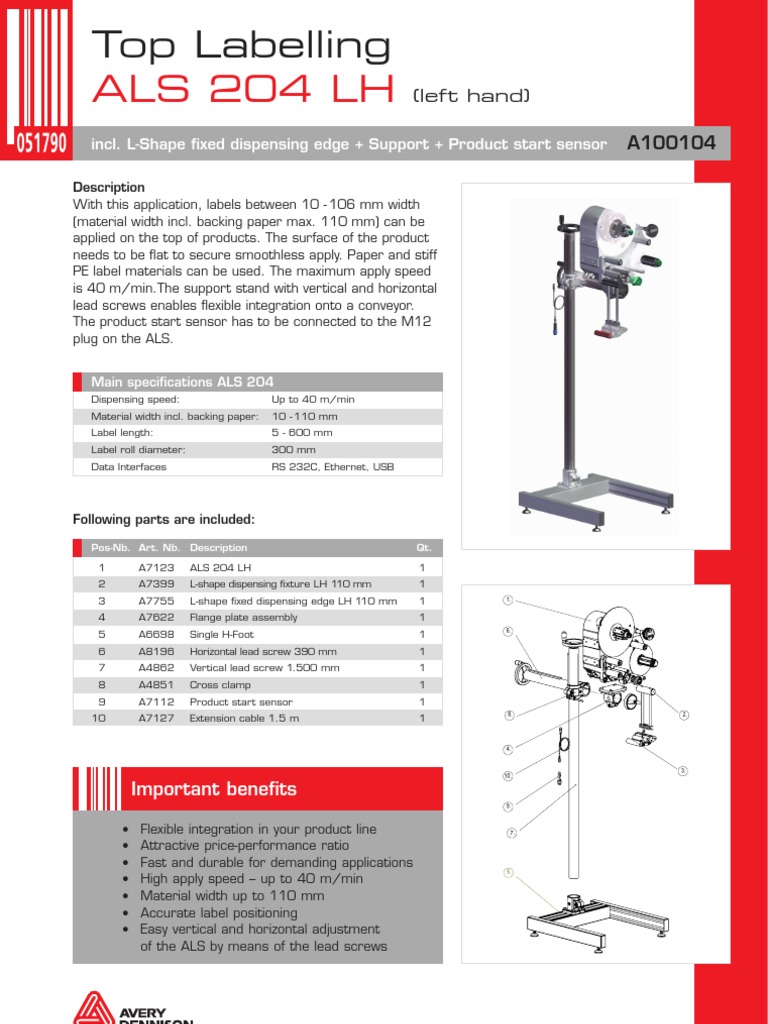 ALS 204 LH (Top Labelling) | PDF | Electrical Connector | Screw