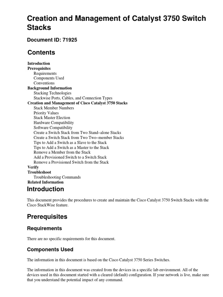 Cisco Switch 3750 | PDF | Network Switch | Computer Networking