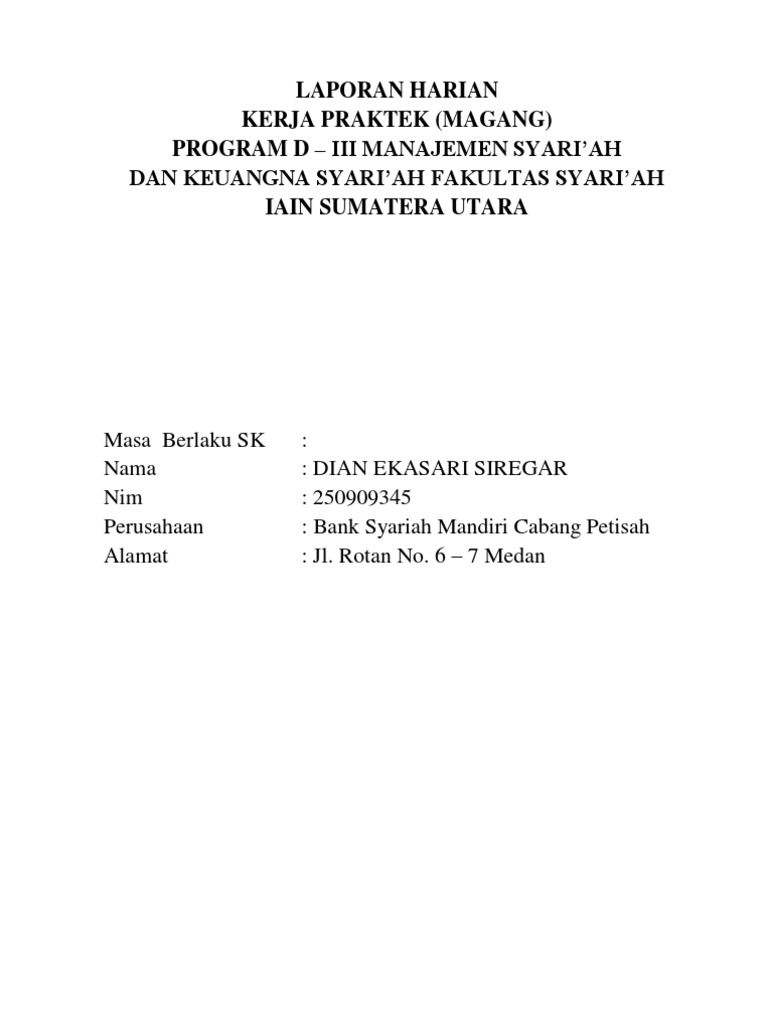 Laporan Harian Kerja Praktek Magang