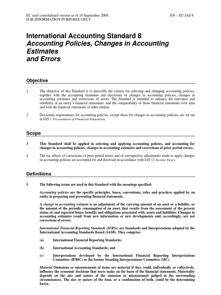 IAS 8: Accouting Policies, Changes in Accounting Estimates and Errors ...