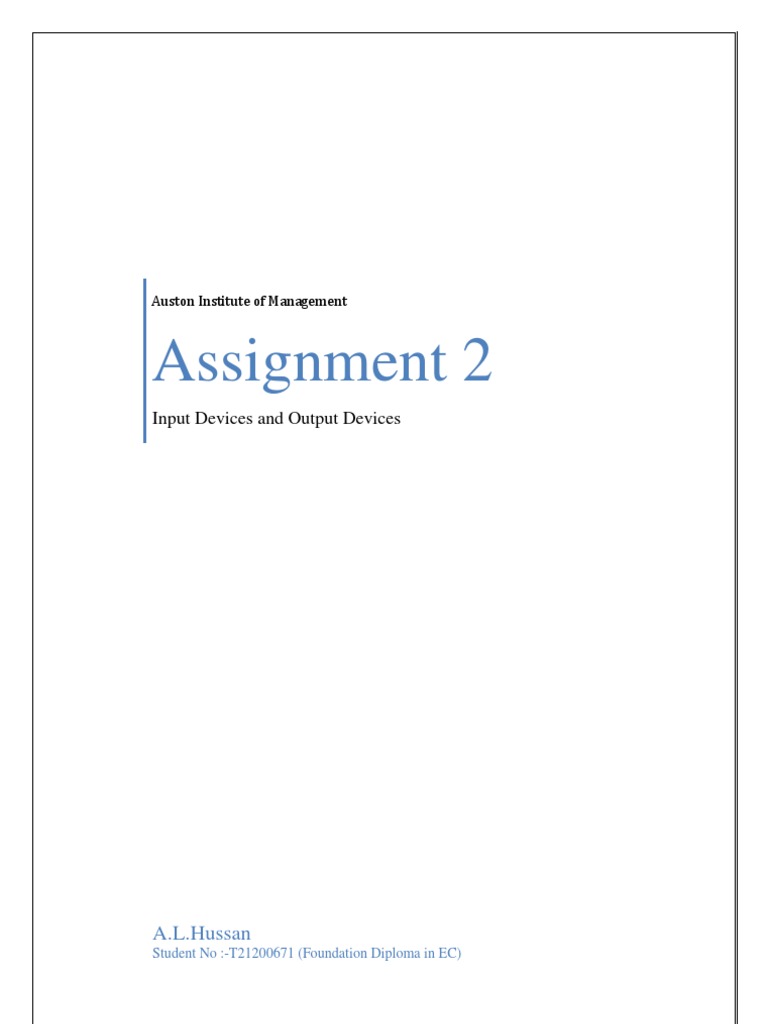Assignment 2: Input Devices and Output Devices | PDF | Image Scanner ...