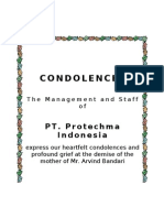 Condolences: PT. Protechma Indonesia