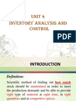 Unit 4. Inventory Analysis and Control