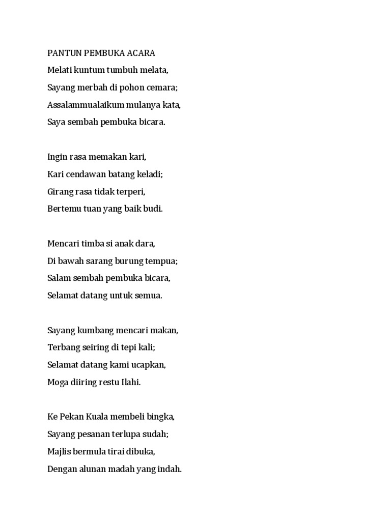 Pantun Pembuka Acara