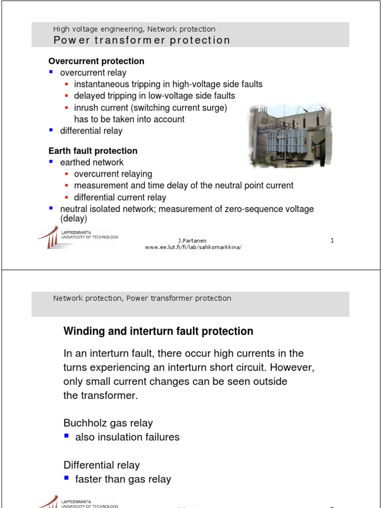 Power Transformer Protection Methods | PDF | Transformer | Relay
