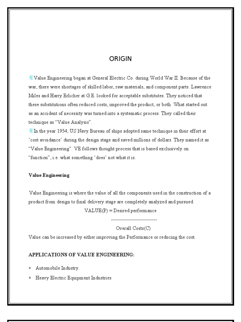Value Analysis vs. Value Engineering | PDF