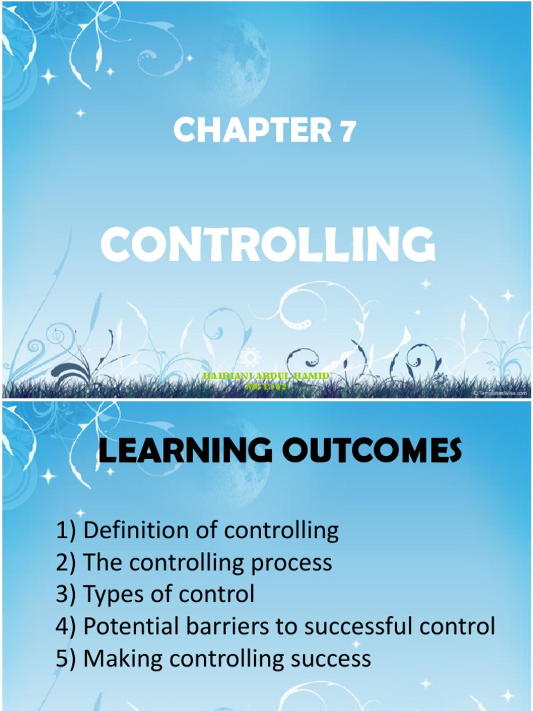 Controlling Effectively: A Guide to the Control Process, Types of