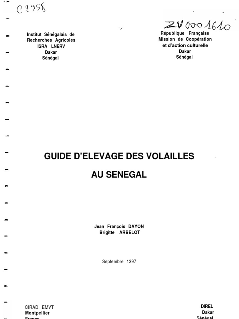 Guide Delevage Des Volailles Au Senegal