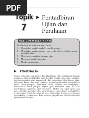 Topik 7 Pentadbiran Ujian Dan Penilaian Pdf