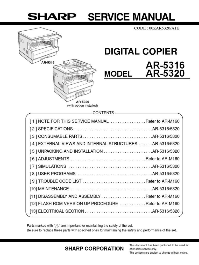 Sharp AR-5316 - 5320 - SM | PDF | Technology & Engineering