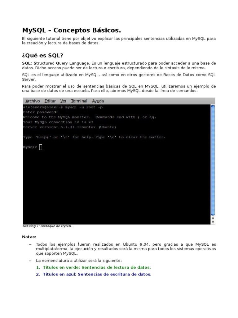 Conceptos Basicos MYSQL | Descargar gratis PDF | SQL | Tabla (base de ...