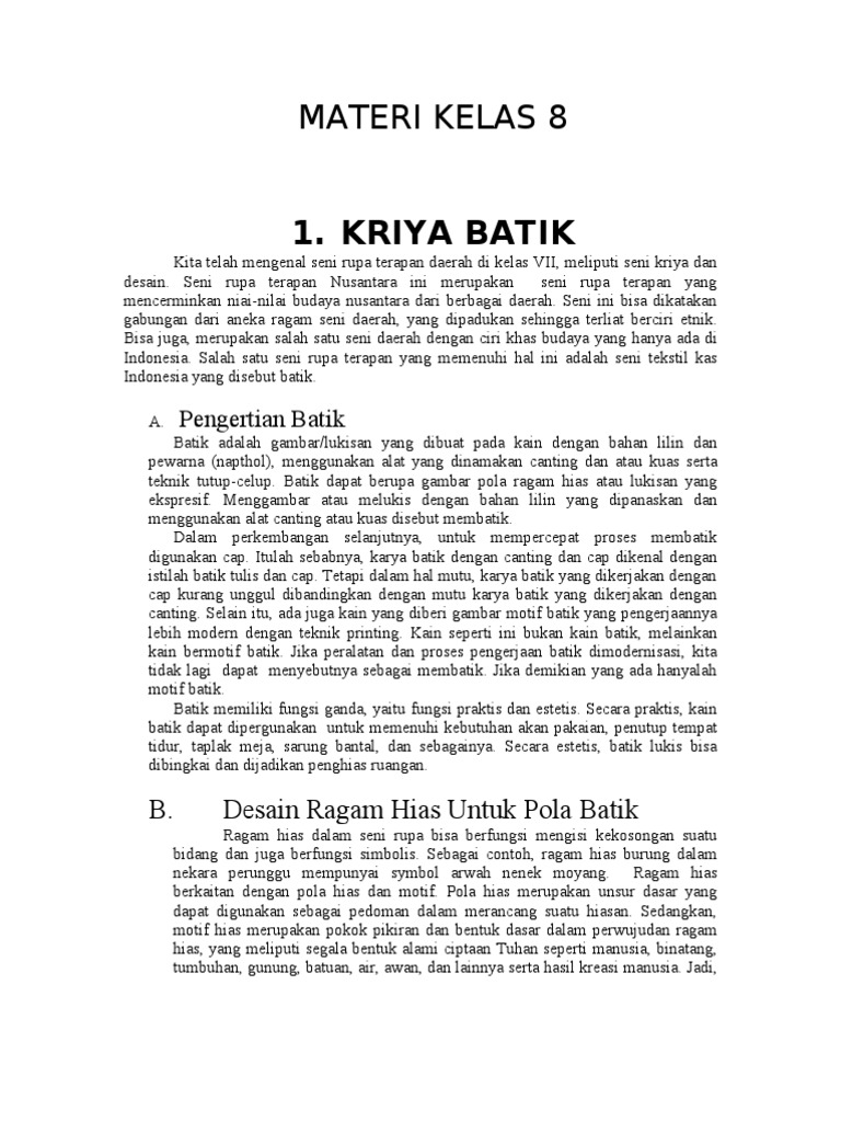 Materi Uas Seni Budaya Kelas 8 2010 2011