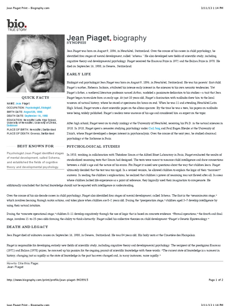 jean piaget contribution to education