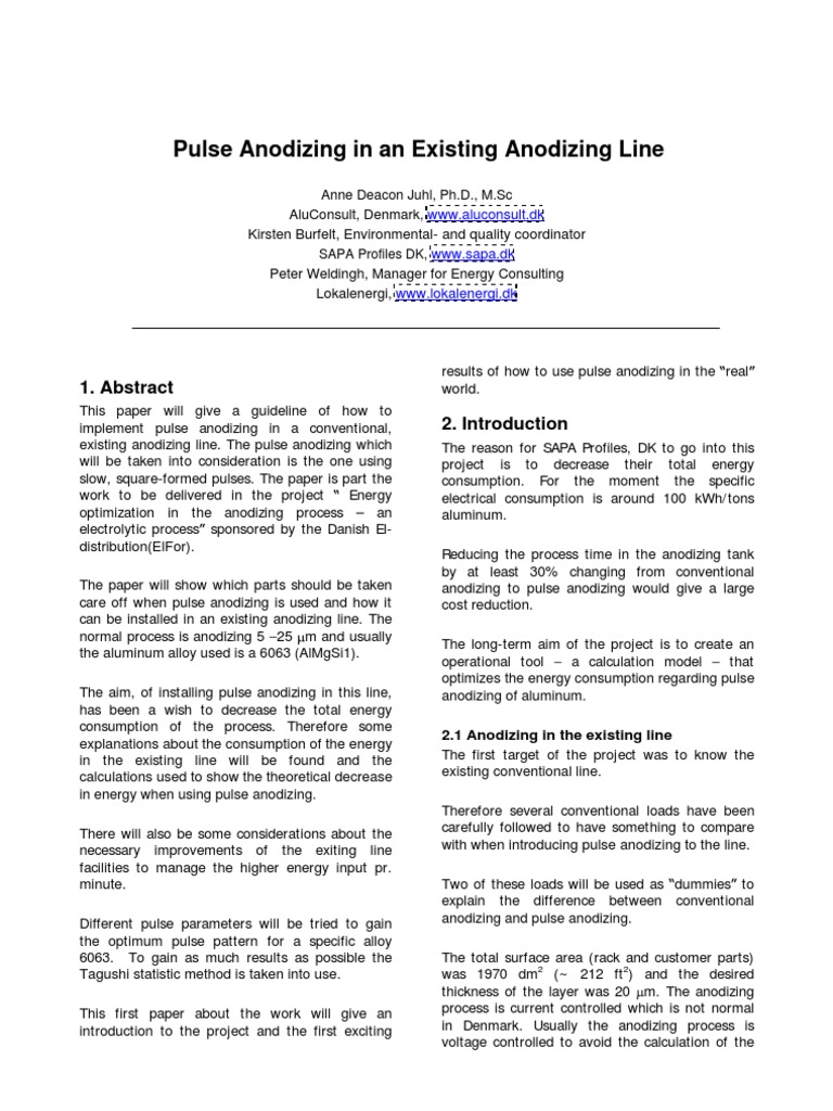 Pulse Anodizing for Energy Efficiency | PDF | Rectifier | Aluminium