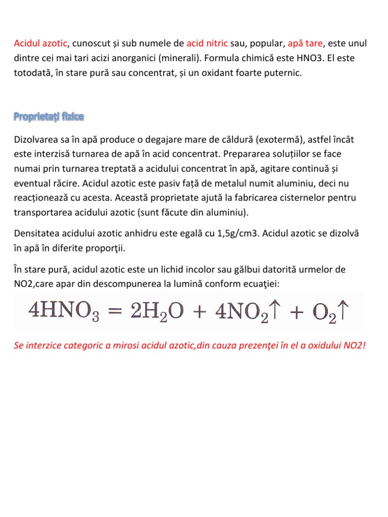 Acidul Azotic | PDF
