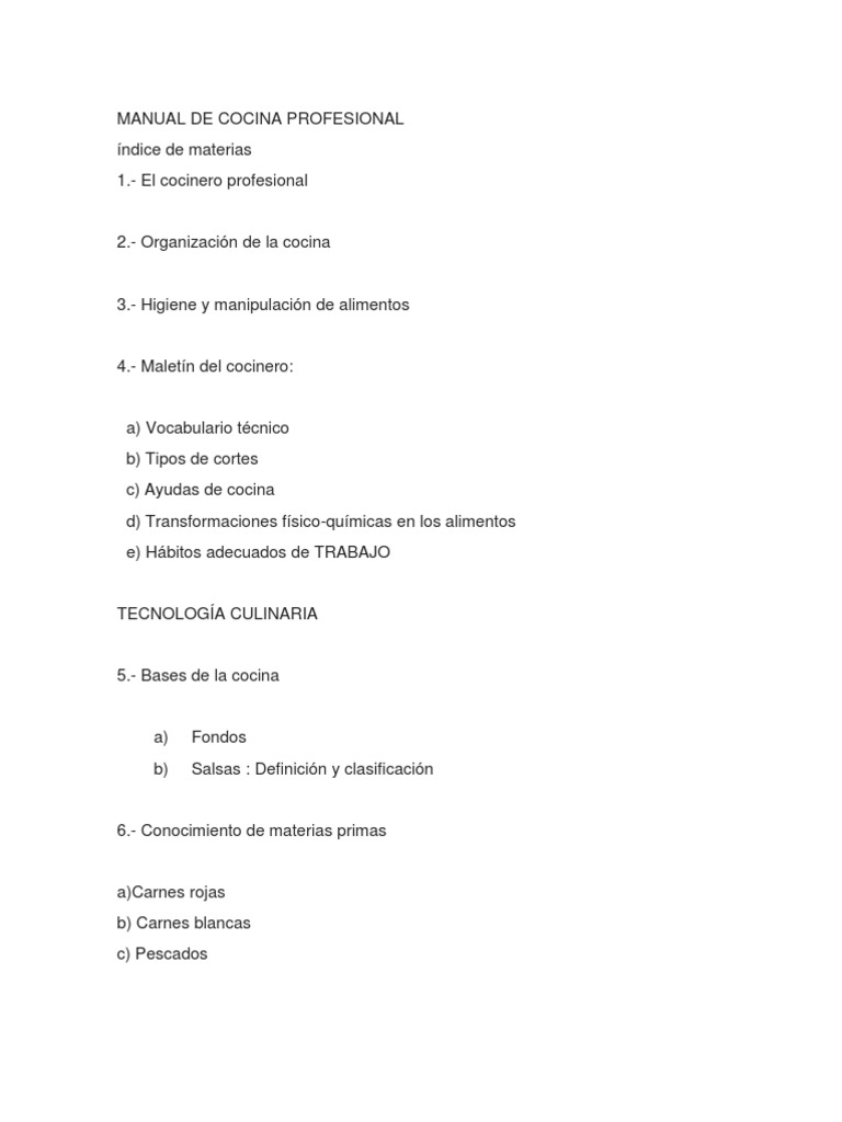 Manual de Cocina Profesional | PDF | Salsa | Cocinando