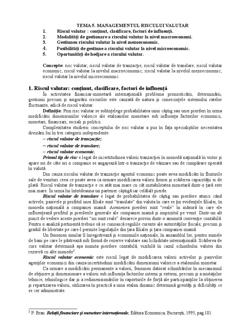 Tema5.Managementul Riscului Valutar | PDF