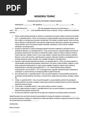 Draft Memoriu Tehnic Farmacii Pdf