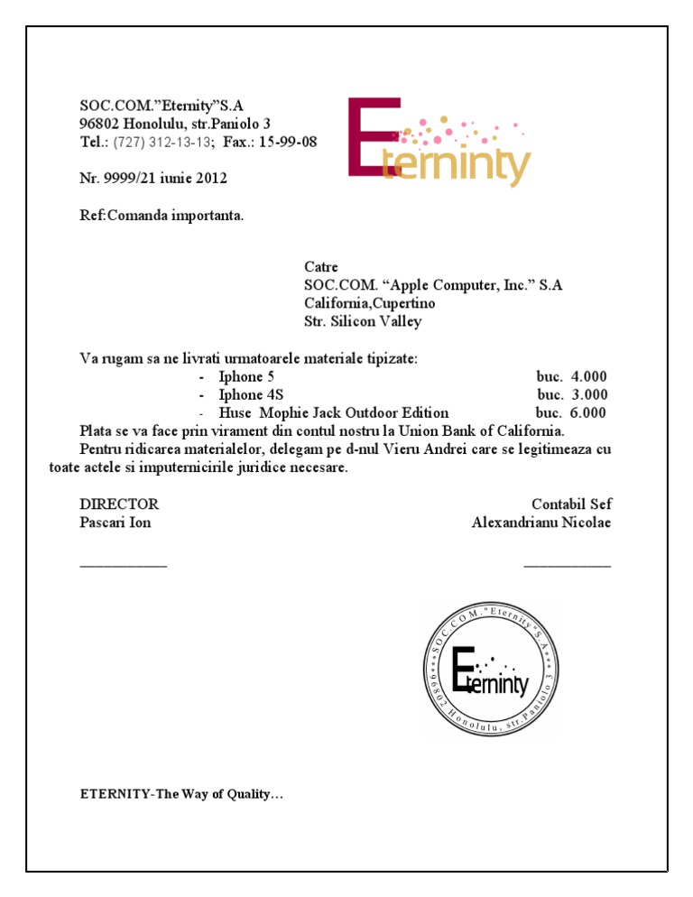 Model Scrisoare Oficiala | PDF