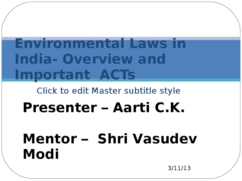 Environmental Laws in India Overview and Important ACTs PDF