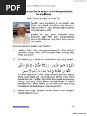 Kaifiat Mengembalikan Barang Yang Hilang