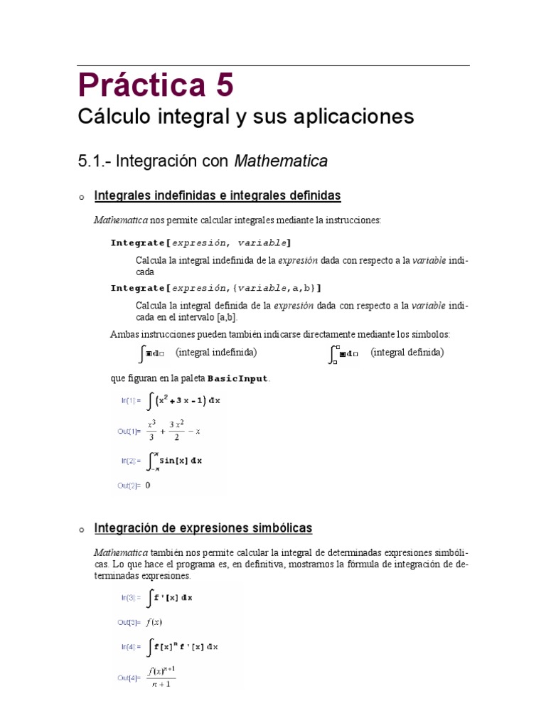 Integración y Aplicaciones en Mathematica | PDF | Integral | Curva