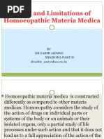 Scope and Limitations of Homoeopathic Materia Medica